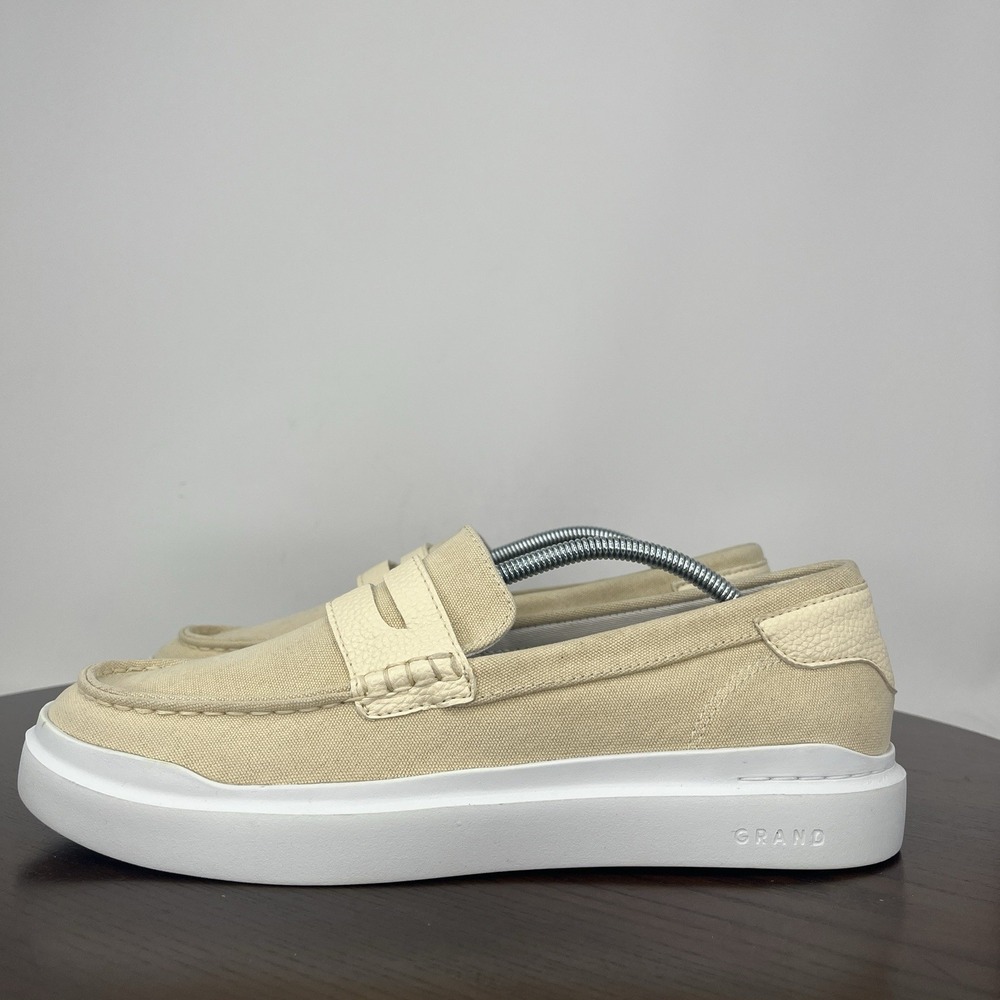 Cole Haan Rally‎ Grand Series Shoes Women's 10B Tan Leather Penny Canvas Loafer